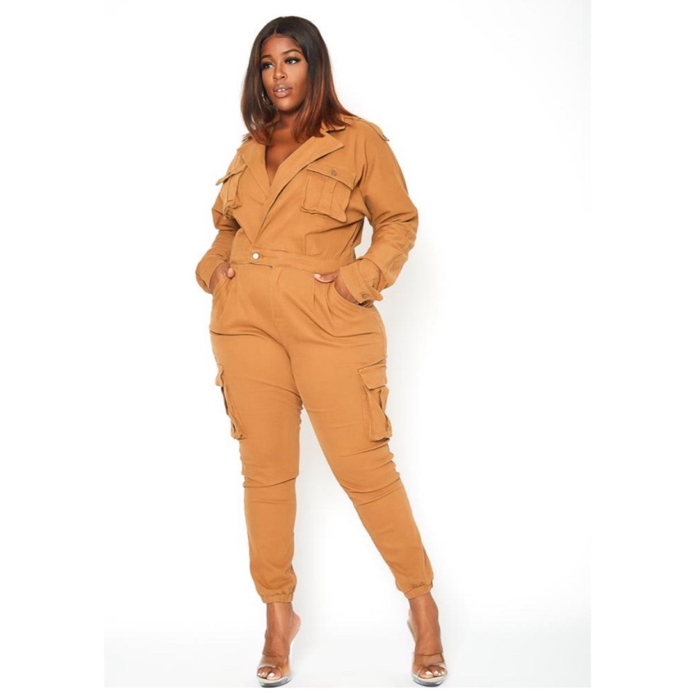 Plus Size Cargo Jumpsuit